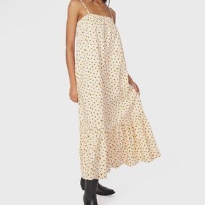 We Wore What Daisy Print Floral Smocked Midi Dress Ivory Multi